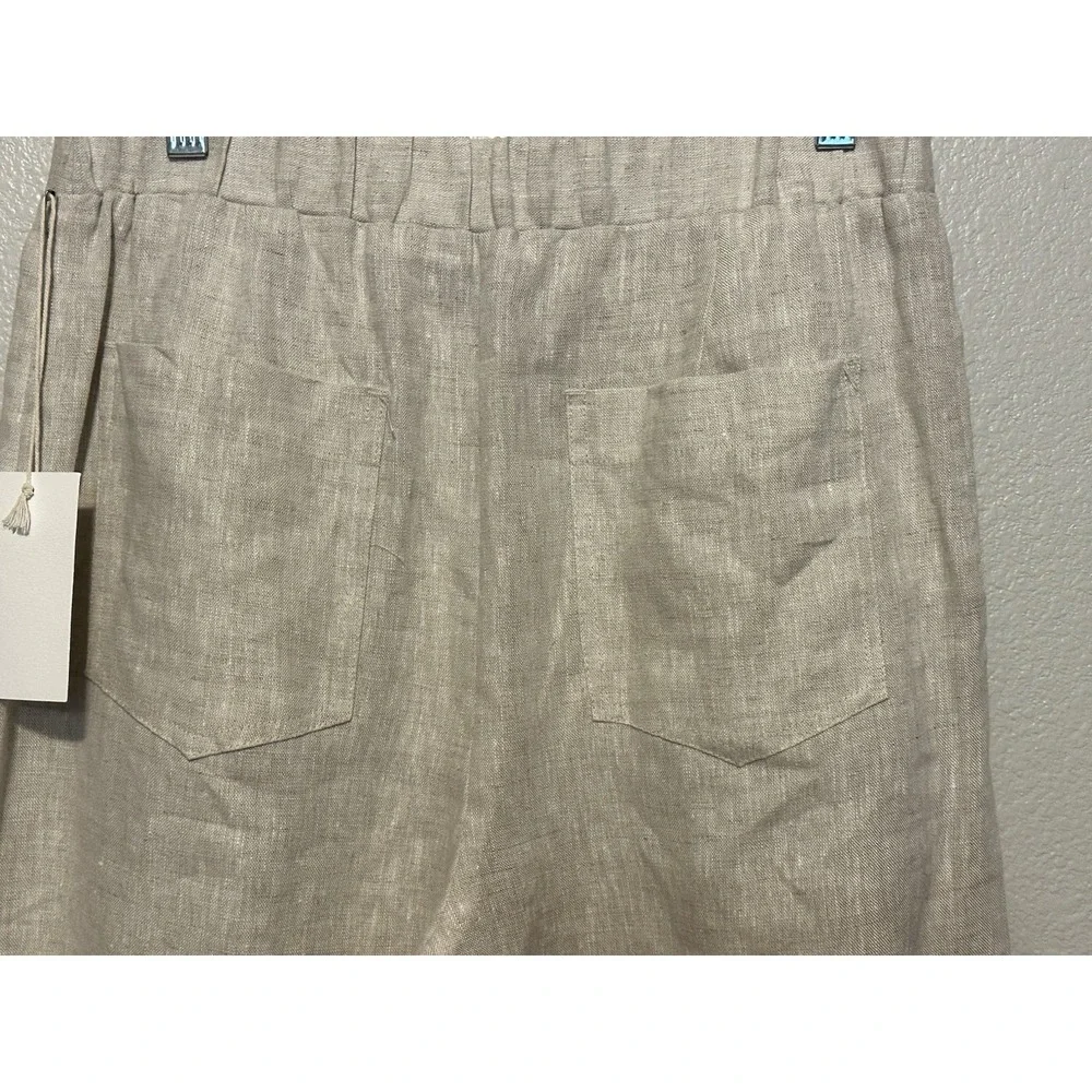 FIFTEEN TWENTY Women's Linen High‎ Rise Wide Leg Pants Size M Oatmeal NWT $234